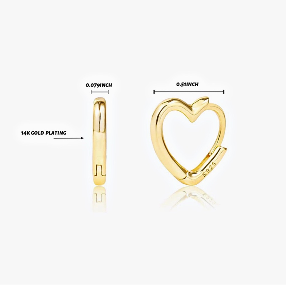 LOVE 14K gold heart huggies - Picture 3 of 3